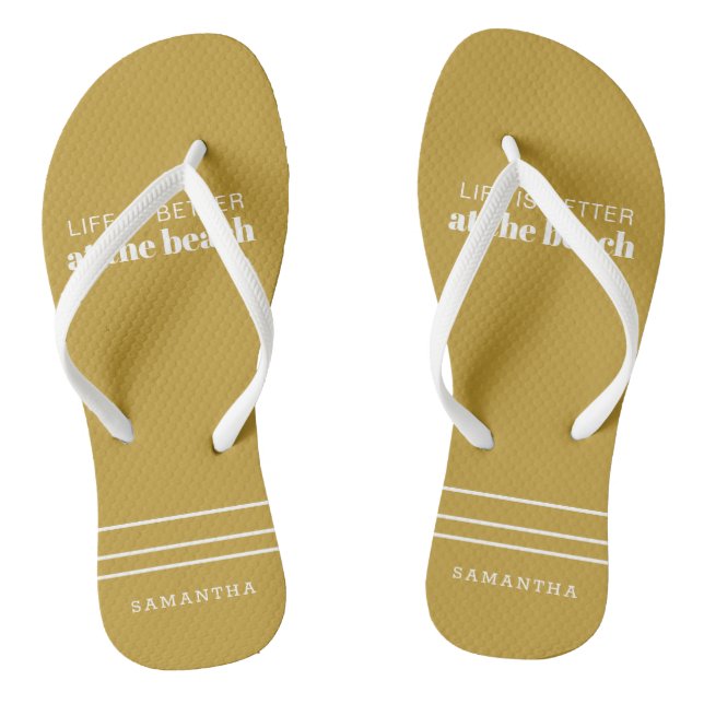 Life is Better Beach Summer Bachelorette Weekend Flip Flops (Footbed)