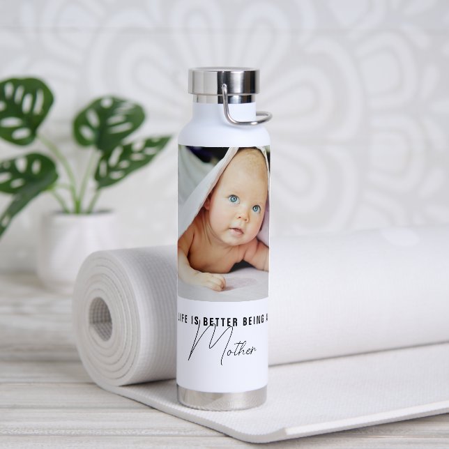 Life Is Better Being A Mother Photo Water Bottle (Yoga)