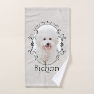 Life is Better Bichon Hand Towel