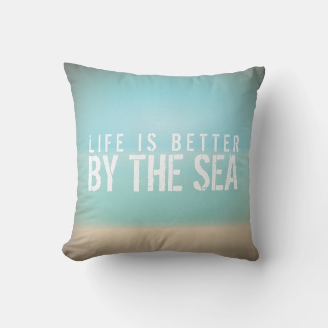 Life is Better by the Sea Beach Square Pillow (Front)