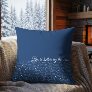 Life Is Better By The Sea Coastal Fish Pattern Throw Pillow