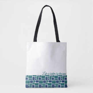 Life Is Better By The Sea Coastal Fish Pattern Tote Bag
