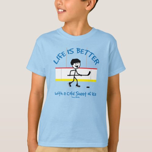 Life Is Better Cartoon Hockey Player T_Shirt