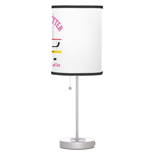 Life Is Better Girls Cartoon Hockey Player Pink Table Lamp (Right)