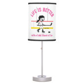 Life Is Better Girls Cartoon Hockey Player Pink Table Lamp (Front)
