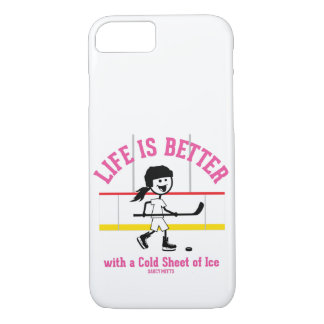 Life Is Better Girls Hockey Player Pink iPhone 8/7 Case