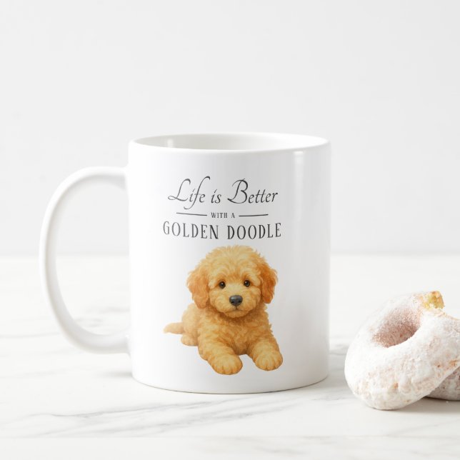 Life is Better Golden Doodle Coffee Mug (With Donut)
