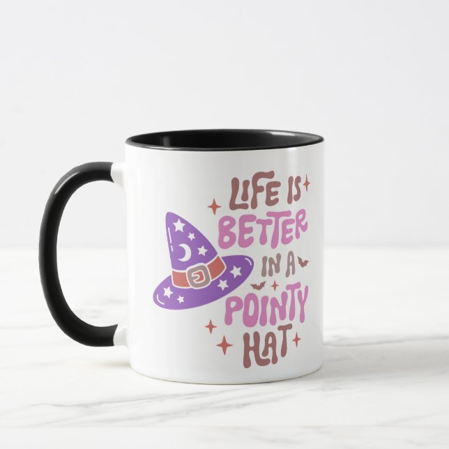 Life is Better in a Pointy Hat Halloween Mug (Left)