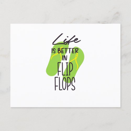 Life is better in flip flops announcement postcard
