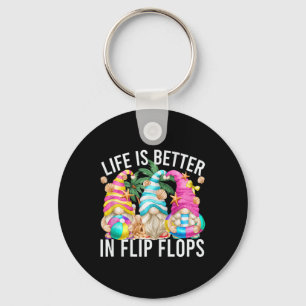 Life Is Better In Flip Flops For Beach Girls Summe Keychain
