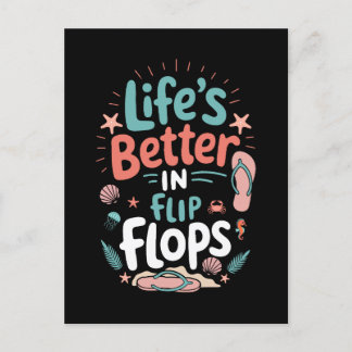 Life is Better in Flip-Flops – Fun Tropical Beach Holiday Postcard