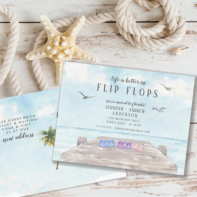 Life Is Better In Flip Flops Moving Announcement Postcard (Creator Uploaded)