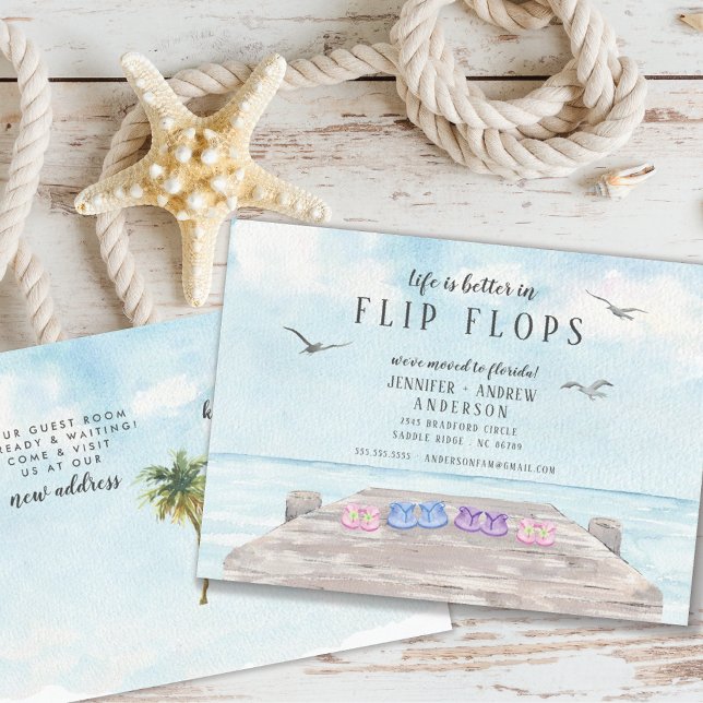 Life Is Better In Flip Flops Moving Announcement Postcard (Creator Uploaded)