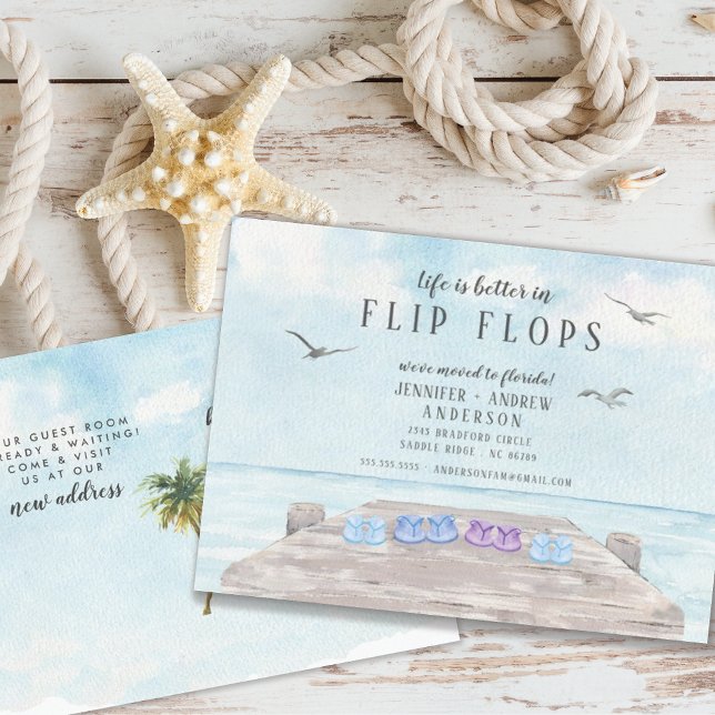 Life Is Better In Flip Flops Moving Announcement Postcard (Creator Uploaded)