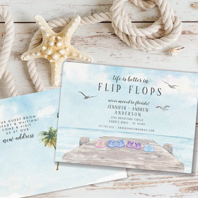 Life Is Better In Flip Flops Moving Announcement Postcard (Creator Uploaded)