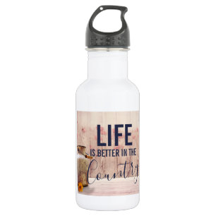 Life is Better in the Country Quote with Milk Can Stainless Steel Water Bottle