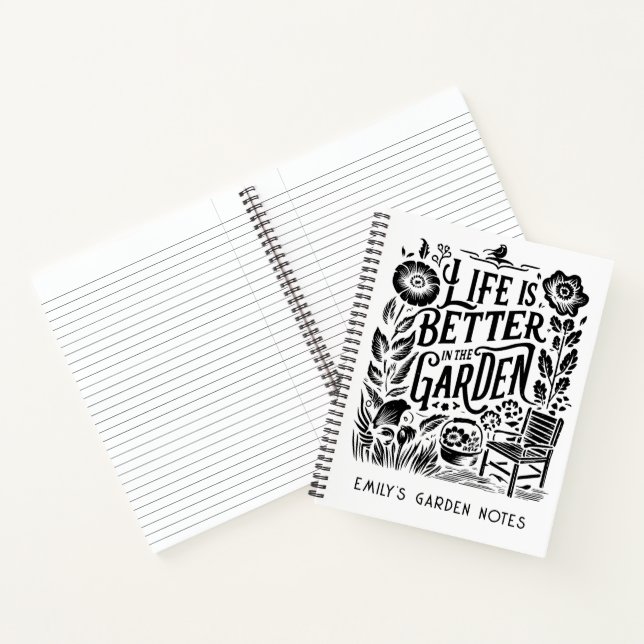 Life Is Better In The Garden Personalized Garden Notebook (Inside)
