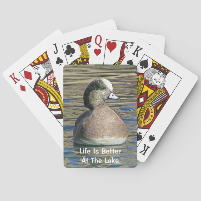 Life Is Better Lake American Wigeon Wild Bird Poker Cards (Back)