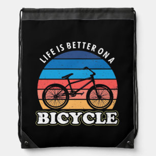 Life Is Better On A Bicycle Drawstring Bag
