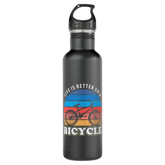 Life Is Better On A Bicycle Stainless Steel Water Bottle (Front)