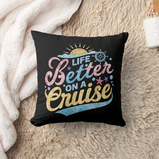 Life Is Better On A Cruise Family Vacation Matchin Throw Pillow (Blanket)
