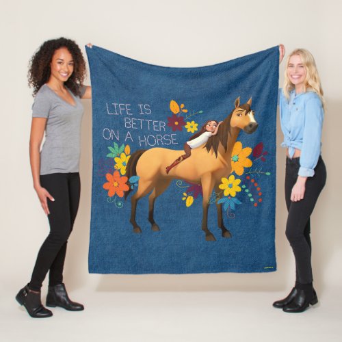 Life Is Better On A Horse Lucky  Spirit Fleece Blanket