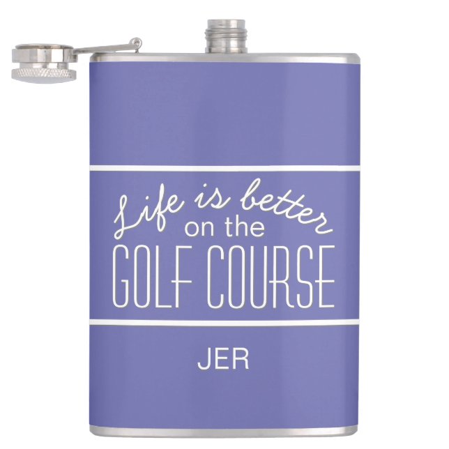 Life is Better on Golf Course Monogram Flask (Opened)
