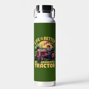 Life Is Better On Grandpas Tractor Water Bottle