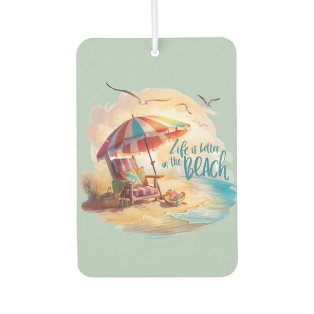 Life Is Better on the Beach Coastal Aesthetic Air Freshener (Front)