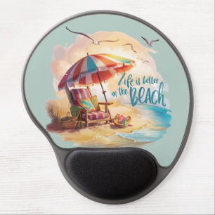 Life Is Better on the Beach Coastal Aesthetic Gel Mouse Pad