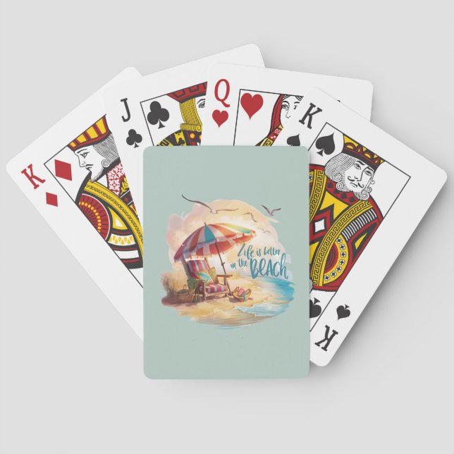 Life Is Better on the Beach Coastal Aesthetic Poker Cards (Back)