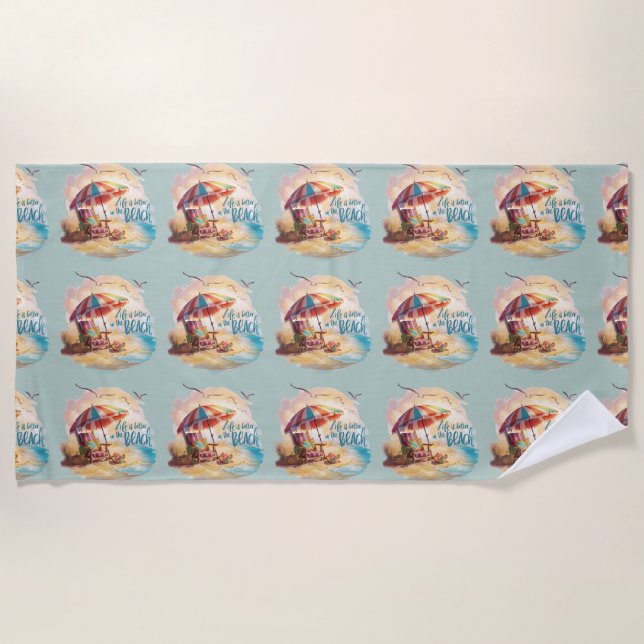 Life Is Better on the Beach Coastal Aesthetic Towel (Front)
