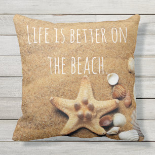 Life is Better On the beach Fun Nautical inspired Throw Pillow