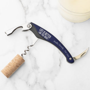 Life is Better On the Boat Family Name Navy Waiter's Corkscrew