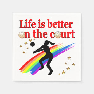 LIFE IS BETTER ON THE COURT VOLLEYBALL DESIGN NAPKINS