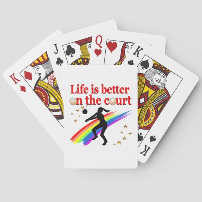 LIFE IS BETTER ON THE COURT VOLLEYBALL DESIGN POKER CARDS (Back)