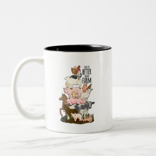 Life Is Better On The Farm Funny Farming  Two_Tone Coffee Mug