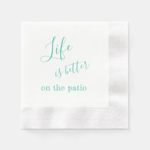 Life Is Better On The Patio Sea Green Coined Napkins