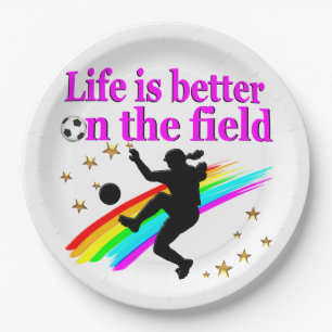 LIFE IS BETTER ON THE SOCCER FIELD PAPER PLATES