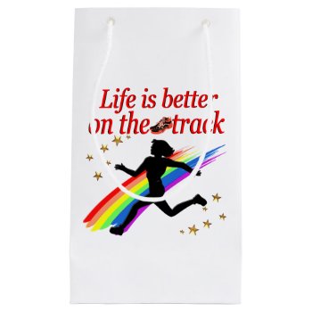 Life Is Better On The Track Runner Design Small Gift Bag by MySportsStar at Zazzle