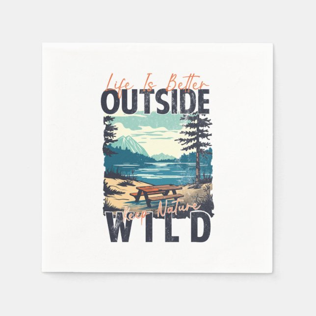 Life Is Better Outside – Nature Adventure Napkins (Front)