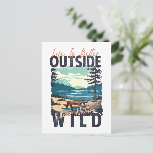 Life Is Better Outside – Nature Adventure Postcard (Standing Front)