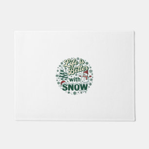 Life Is Better Snow Christmas Snowman Trees Snowfl Doormat