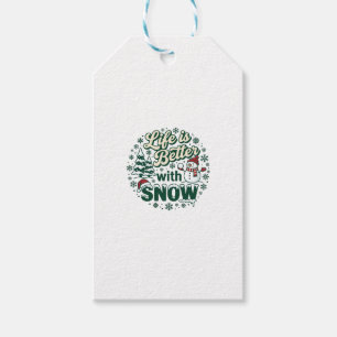 Life Is Better Snow Christmas Snowman Trees Snowfl Gift Tags