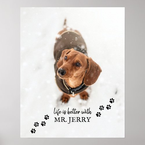 Life Is Better w Custom Dog Photo Dog Name Poster