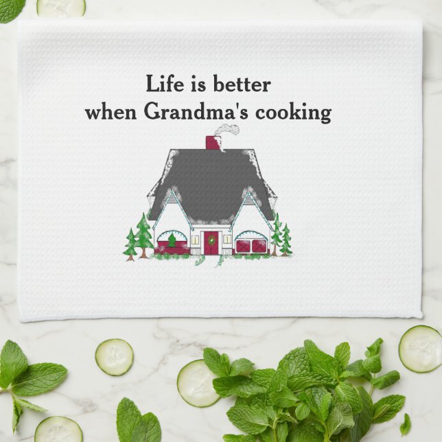 Life is Better When Grandmas Cooking Kitchen Towel (Folded)