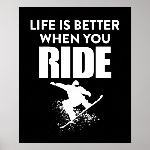 Life is Better When You Ride Vintage Snowboard Poster