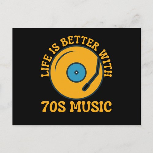 Life Is Better With 70s Music Seventies Postcard