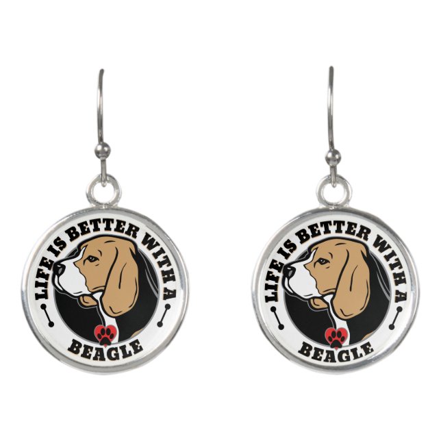Life Is Better With A Beagle Earrings (Front)