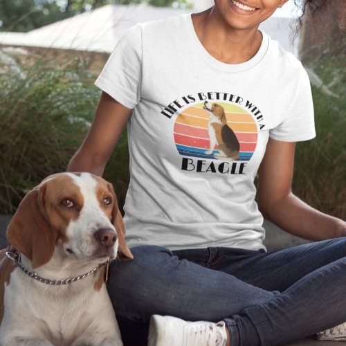 Life is Better with a Beagle Retro Sunset Dog T_Shirt
